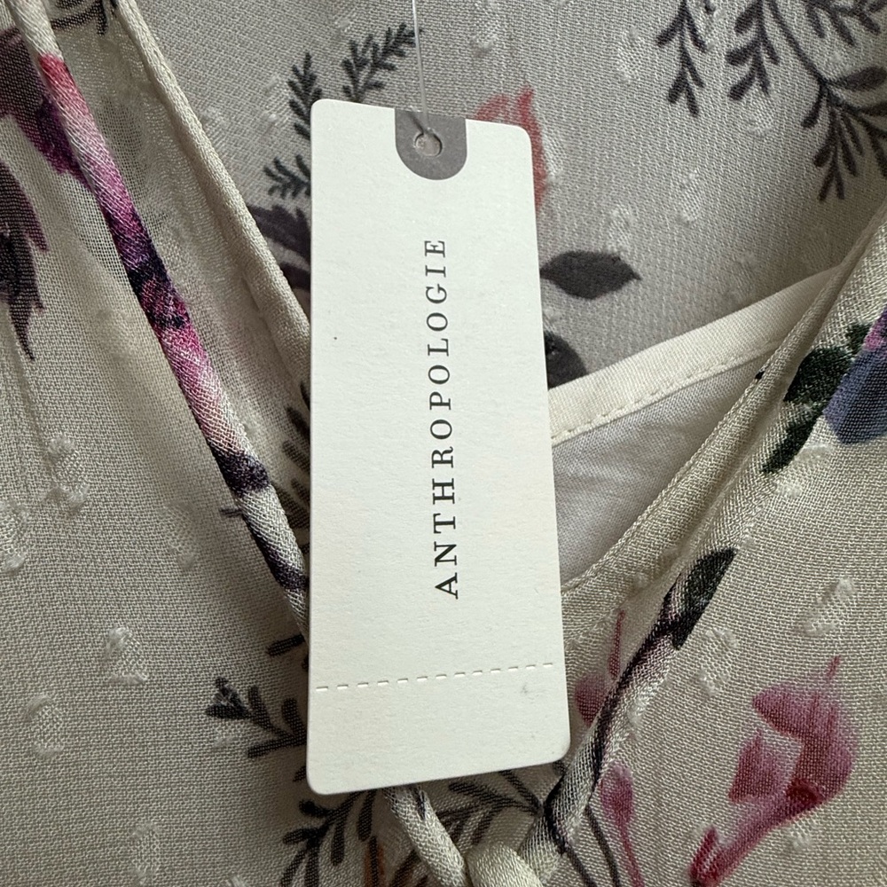 NWT Anthropologie Floral Long Sleeve Dress ~ Cream/Pink Gorgeous Fade Women’s 14 - Picture 8 of 15